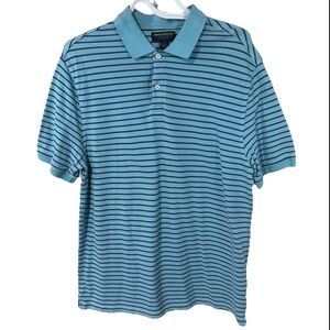John Bartlett Consensus Blue Striped Polo Shirt 100% Cotton Men’s Large